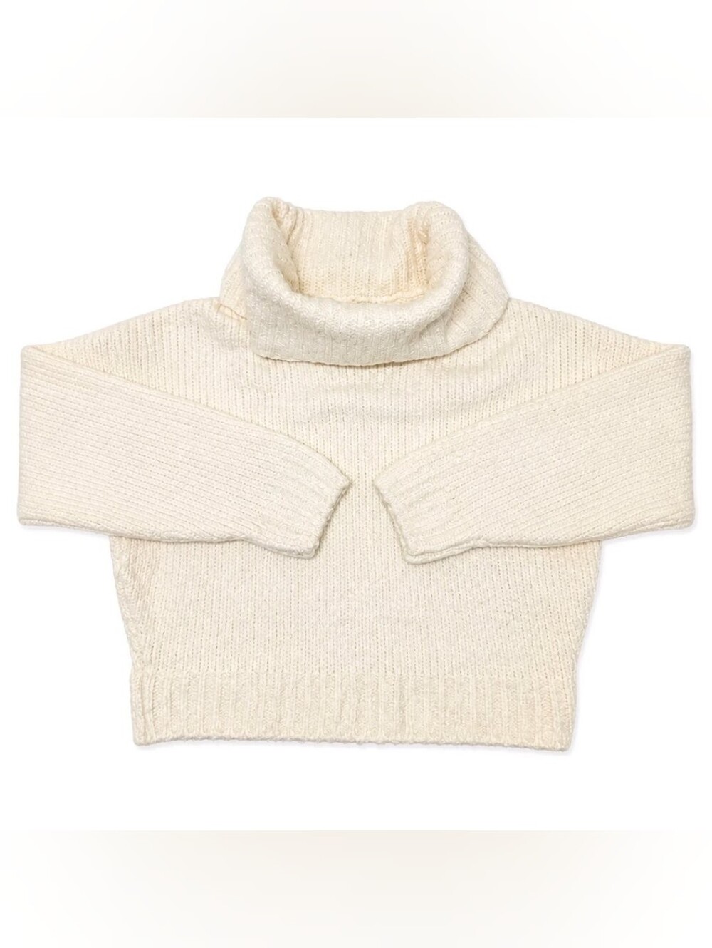 Pilcro XS Cropped Turtleneck Super Soft Sweater Cream